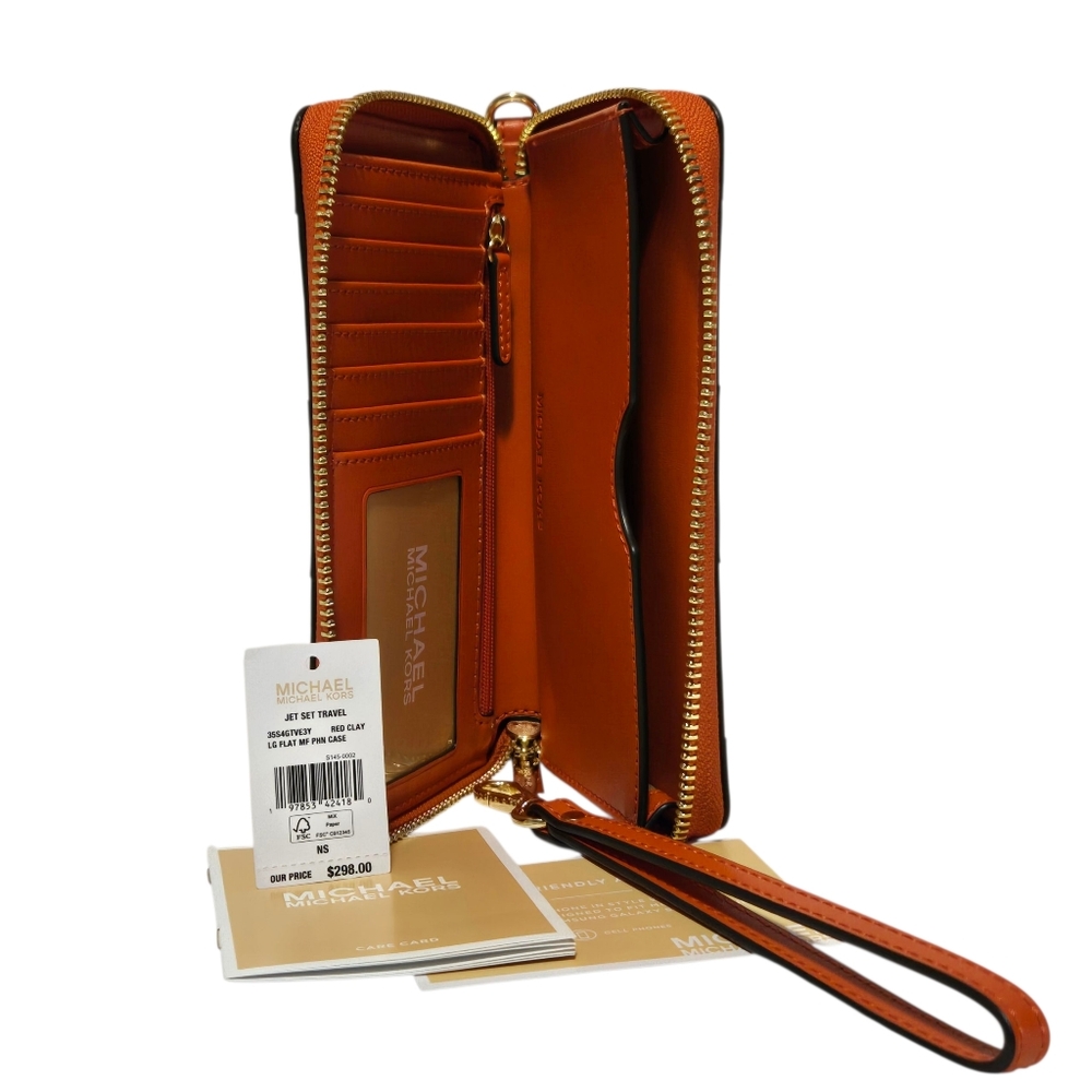 ⛔SOLD⛔️Michael Michael Kors-Jet Set Large  Smartphone Case Wrislet-Clay Red - Picture 8 of 9